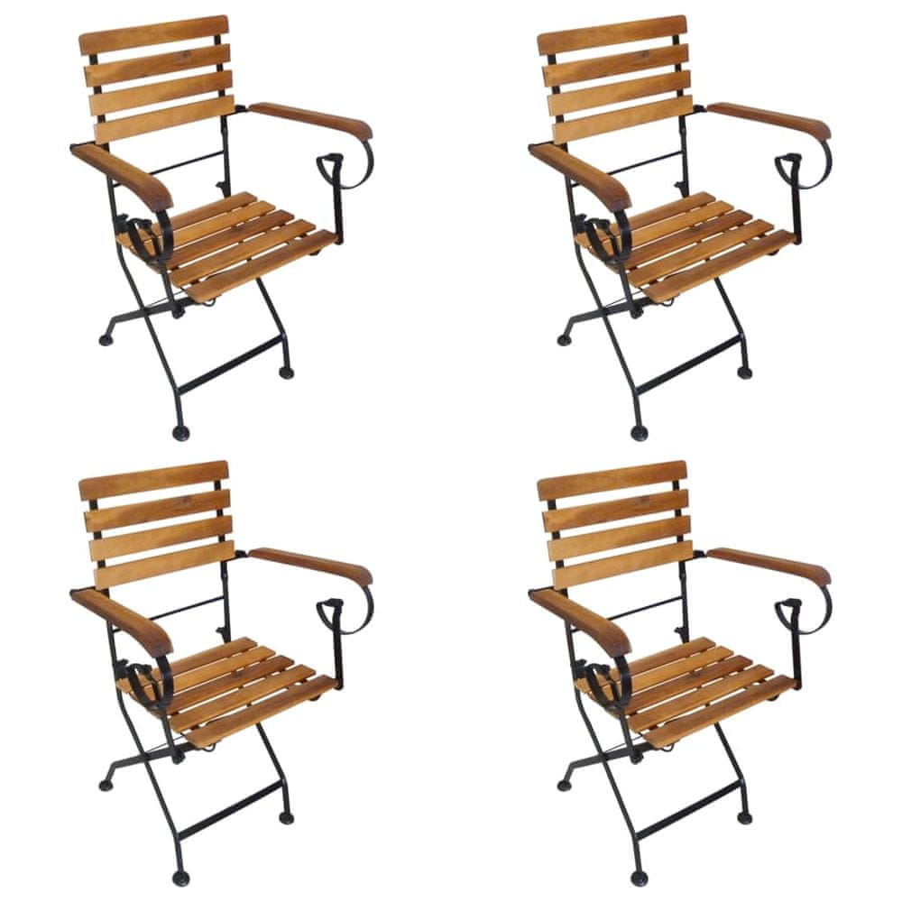 Vidaxl Skladacie záhradné stoličky 4 ks oceľ a akáciový masív